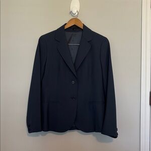 Theory Cora Taylor Navy Blue Single Breasted Blazer Sz 12 EUC